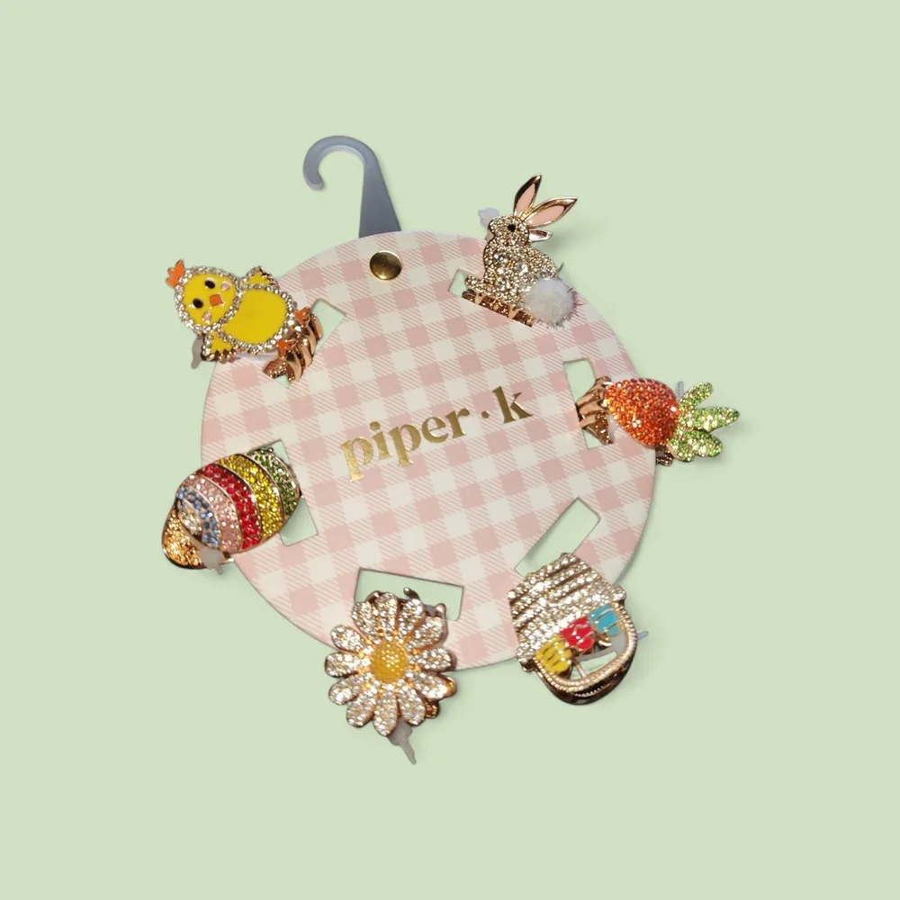 Piper K Easter Themed Rhinestone Hair Clip Set